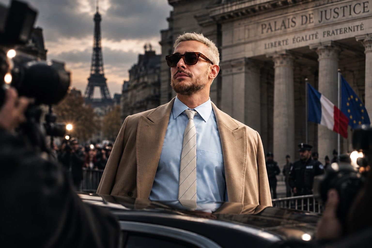 Saad Lamjarred outside a Paris courthouse during French legal proceedings