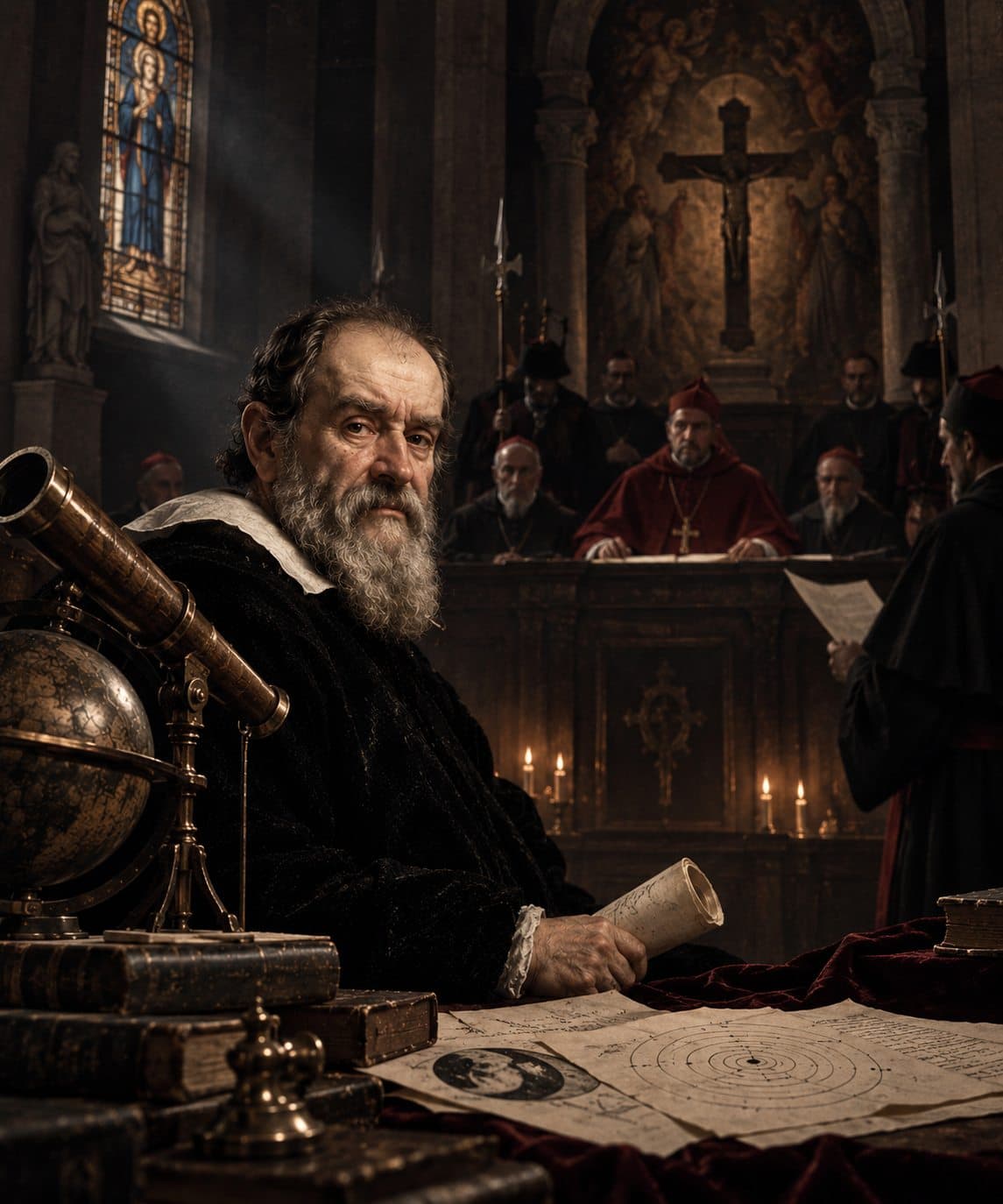Galileo Galilei before the Roman Inquisition during his 1633 trial over heliocentrism