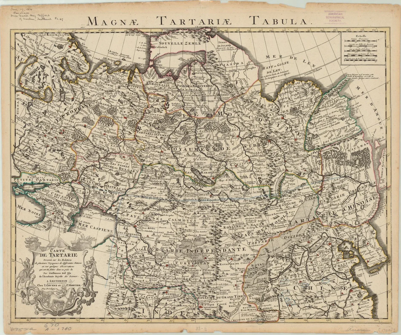 Map of Great Tartary, 1757 edition after Guillaume Delisle, from the University of Wisconsin-Milwaukee Libraries.