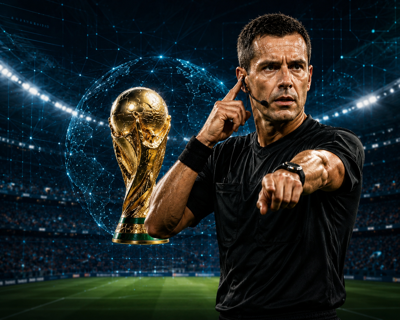 FIFA football official in a stadium cinematic poster
