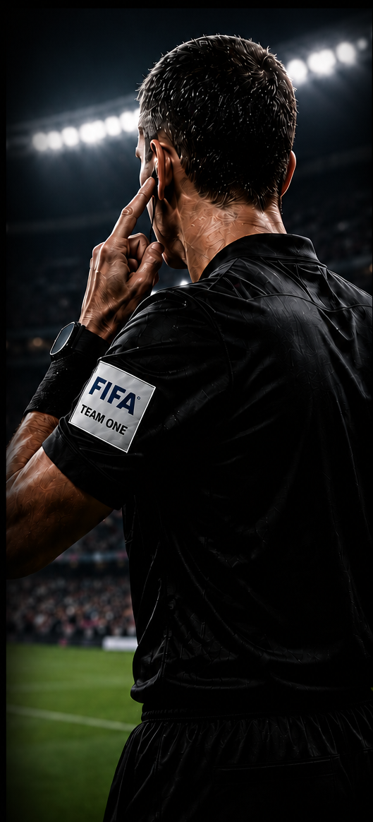 FIFA football official in a stadium cinematic poster