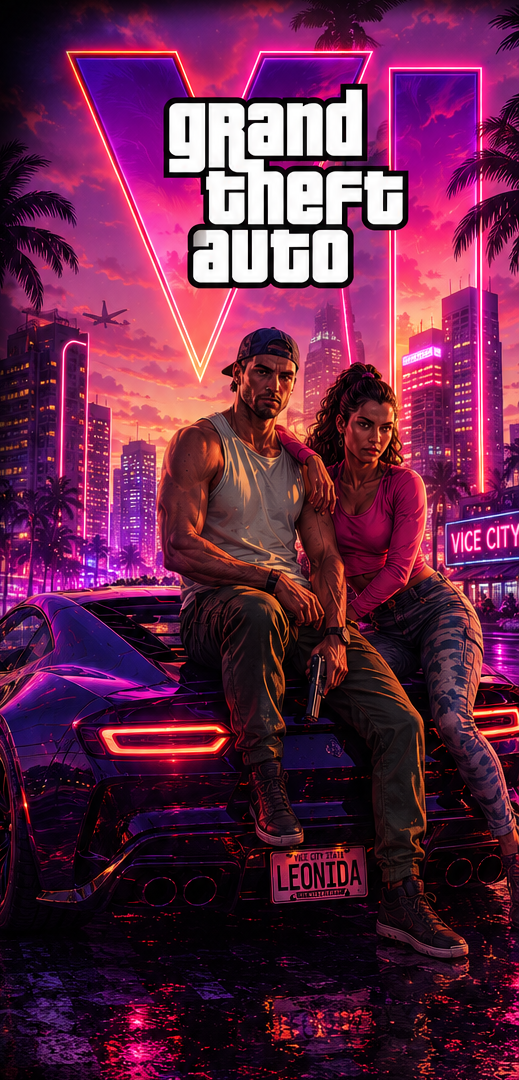 GTA 6 neon Vice City cinematic poster